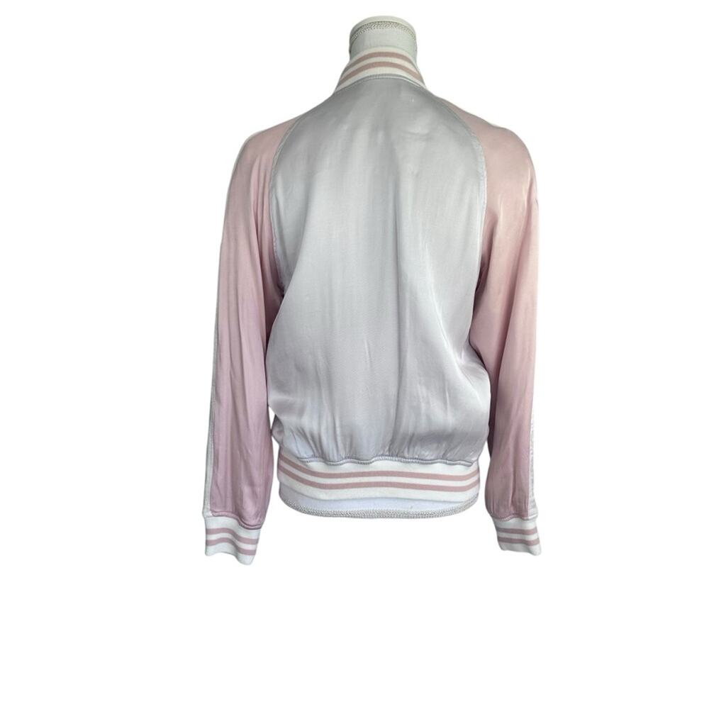 Forever 21 - Satin Gray & pink bomber jacket, Size M - Picture 3 of 7